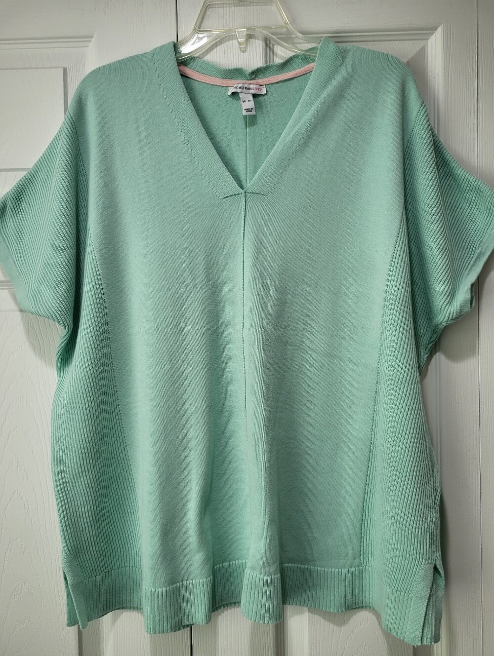 Isaac Mizrahi Mint Green V-Neck Knit Tunic, XL